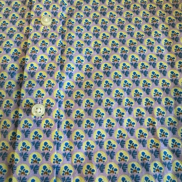 Thomas Dean Men’s XL Geometric Floral Dress Shirt Long Sleeve Cotton Button Down - Picture 5 of 7
